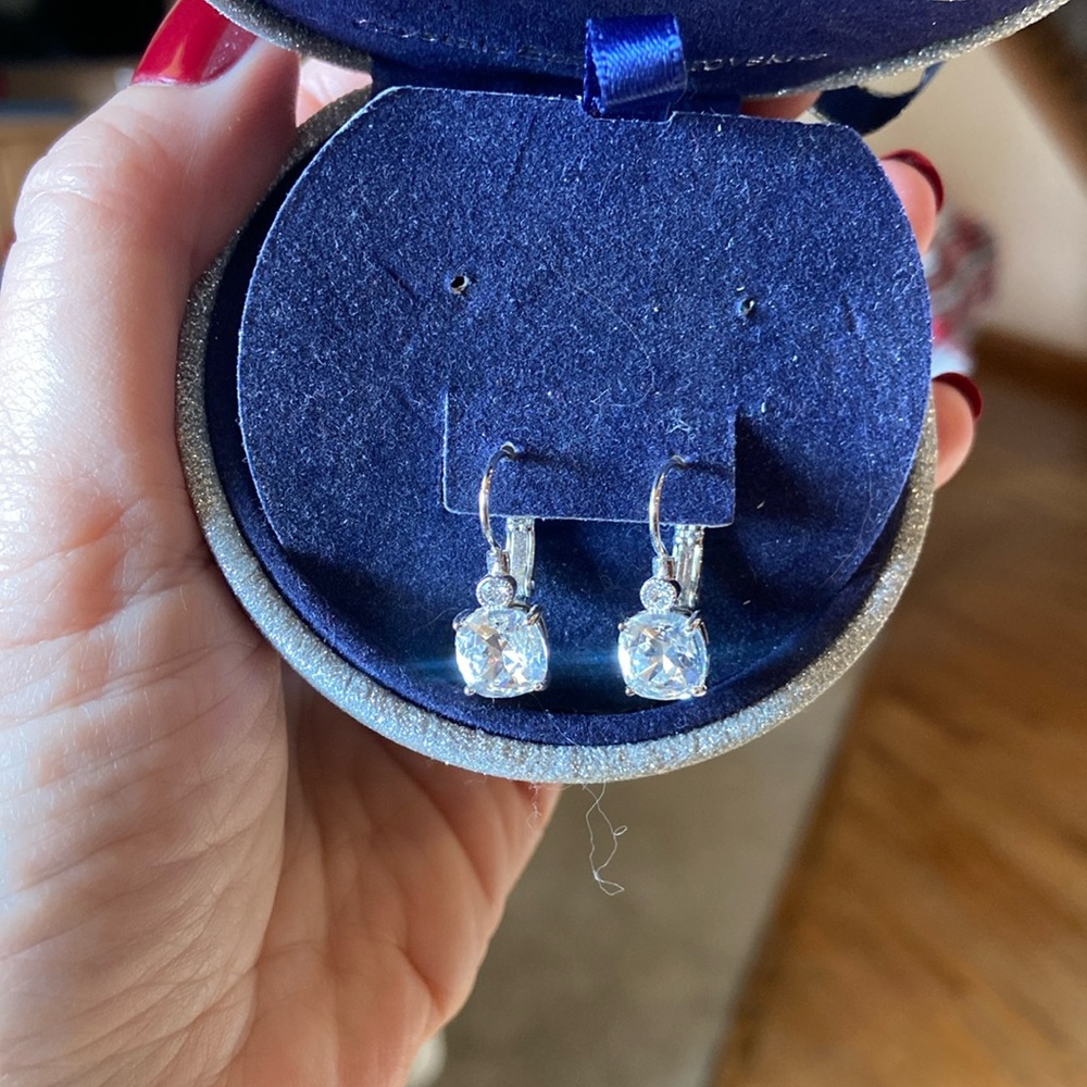 Silver Swarovski dangle earrings from Kohls